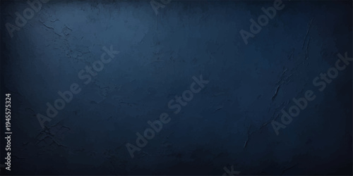An old dark blue grunge concrete wall texture with a rough black stone surface and vintage paper pattern creates a blank dirty backdrop for a weathered design
