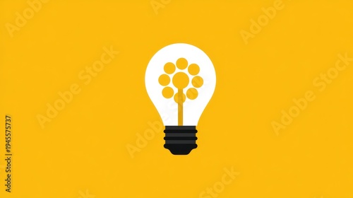 Wallpaper Mural Simple flat design lightbulb icon with a geometric flower on an amber background Torontodigital.ca