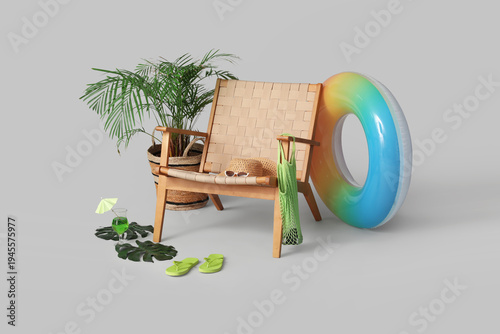 Chair, inflatable ring and ...