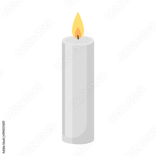 Lit White Candle Vector Illustration