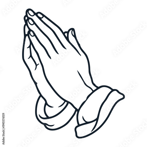 Praying Hands Line Art Illustration