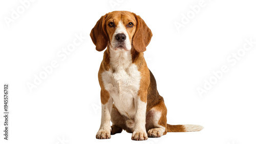 фотографія Isolated adorable Beagle dog sitting patiently, a loyal domestic pet looking at