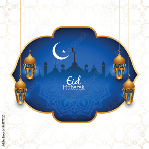 Traditional muslim Eid Mubarak festival celebration greeting card design