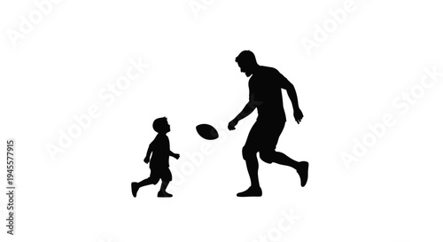 Father and Son Playing Football Together.