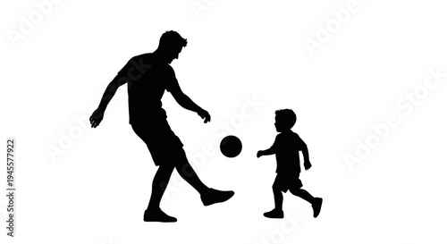 Father and Son Playing Football Together.