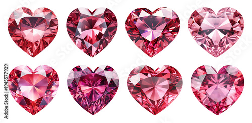 PNG Sparkling pink heart gemstones, transparent background