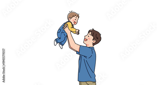 Father Lifting Child High in Air.