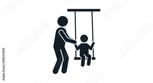 Father Pushing Child on Swing Silhouette.
