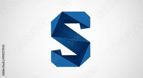 Geometric Blue Letter S Origami Style.