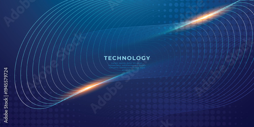 Glowing blue and green wave line on dark technology background.. Futuristic hi-technology concept. Shiny moving lines design element. Suit for cover, brochure, presentation, flyer, web