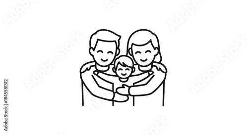Happy Family with Child Illustration.