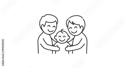 Happy Family with Child in Center.