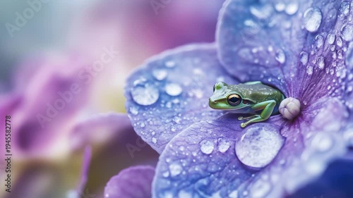 紫陽花に宿る梅雨の守り神の気配
