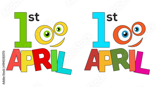April Fools' Day Typography Graphic with Jester Hat and Cartoon Face