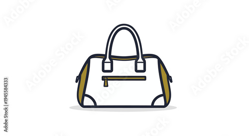 Vector illustration of a white and yellow handbag