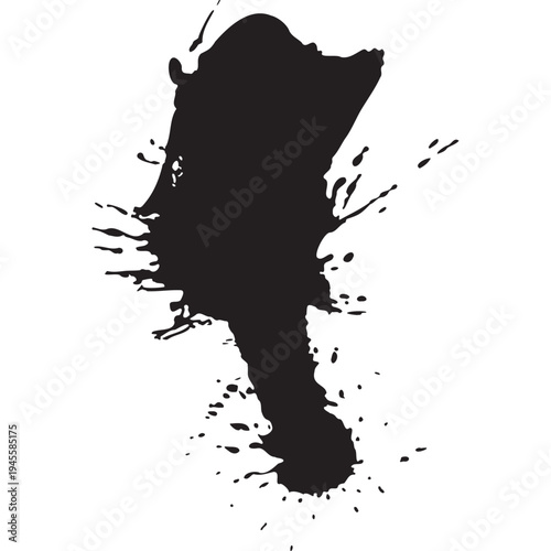 Vector black ink brush blots, grunge design element, mud banner, watercolor design, dirty texture. Isolated brush strokes on transparent background	