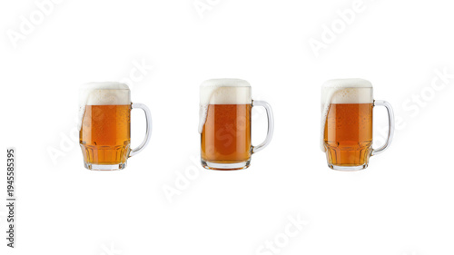 Glass mug of beer isolated on white background, cold beverage drink concept.