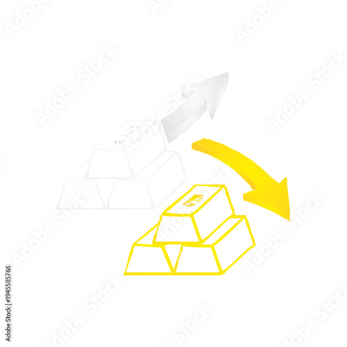 Gold Price Decrease or Market Downtrend Vector Illustration