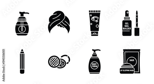 Set of 8 beauty and cosmetics icons vector