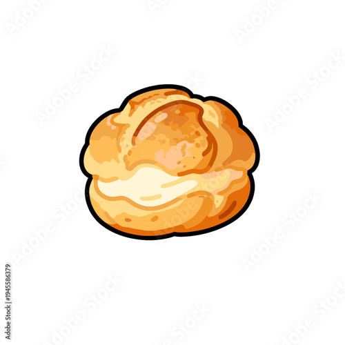 [Vector EPS]Delicious cream filled pastry with golden brown crust