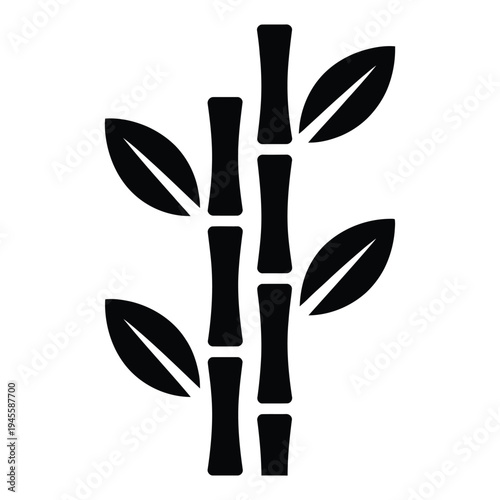 Elegant Bamboo Stalks and Leaves Icon Representing Asian Nature and Serenity