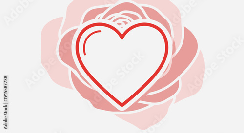 Romantic Heart Icon on Pink Rose Petals Background, Love Symbol