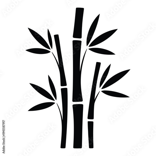 Elegant black bamboo stalks with leaves design symbolizing growth and nature