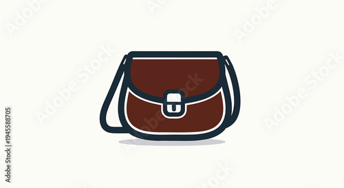 Vector brown leather shoulder bag icon