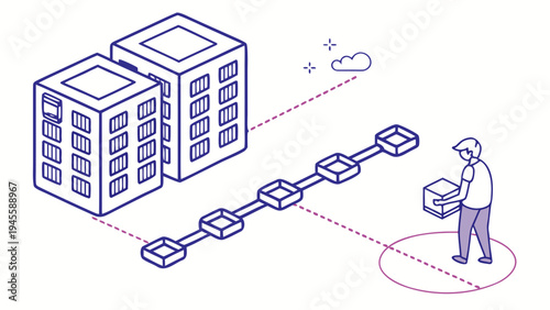 Blockchain Network Outline Vector Icon for Cryptocurrency Technology