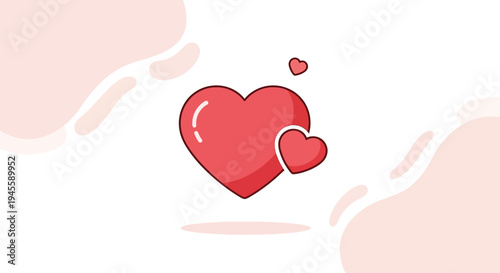 Red Hearts Love Icon, Cute Romantic Symbol, Valentine's Day Graphic Element