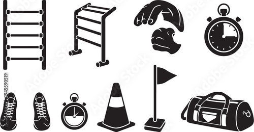 Black and white icons for sports and fitness training