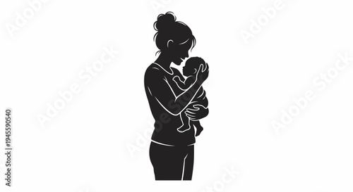 mother and baby silhouette vector