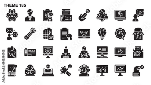 Business Icons Set for Marketing, Finance, and Technology