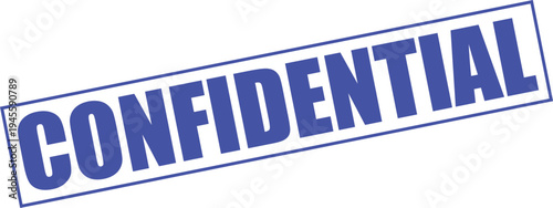 Confidential Blue Rubber Stamp on White Background