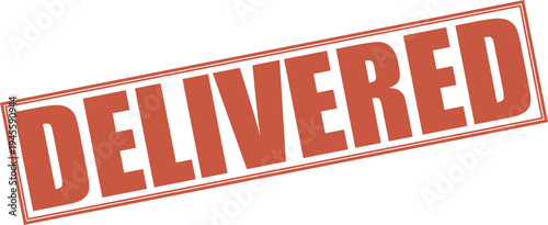 Red Delivered Rectangular Stamp Vector