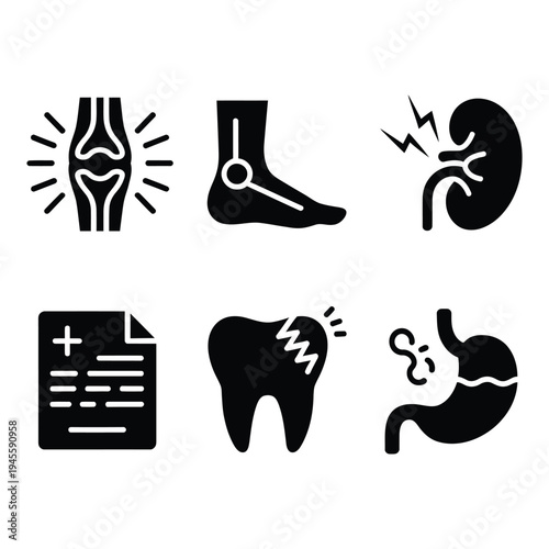 Human Anatomy and Medical Conditions Glyph Icons