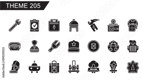 Black Icons Set for Industry and Construction