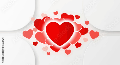 Red Hearts Abstract Background, Love Symbol, Valentine's Day, Romantic Design