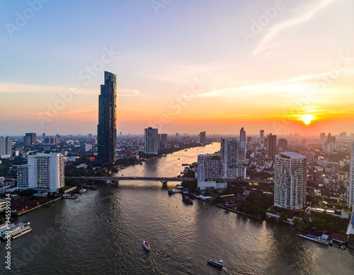 Wallpaper Mural Bangkok Cityscape at Sunset - A Stunning Aerial View. Torontodigital.ca