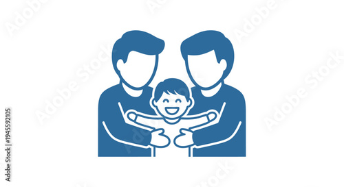 Illustration of Gay Couple with Child.