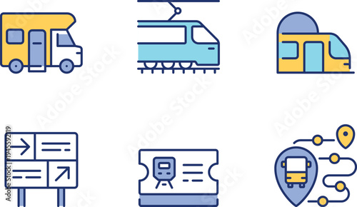 Illustrations of various transportation and navigation icons