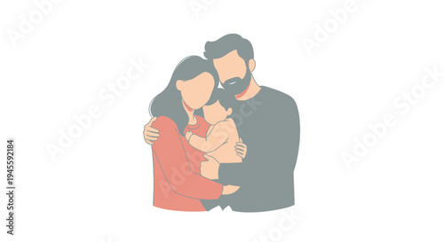 Illustration of Happy Family with Baby.