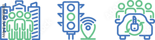 Illustrated icons of electronic devices and connectivity symbols in circuit board style