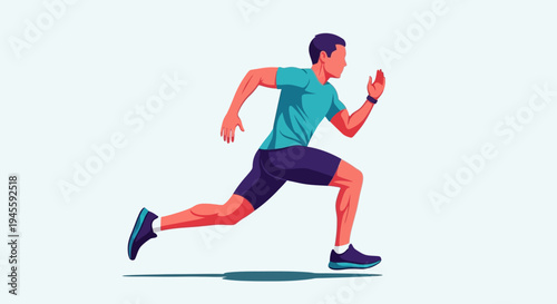 A man is sprinting rapidly in a dynamic pose outdoors.