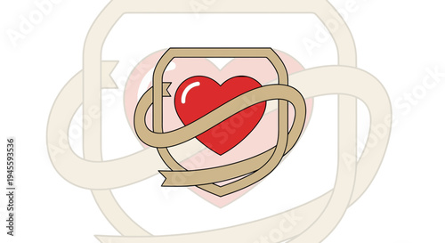 Red Heart with Ribbon Emblem