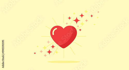 Red Heart with Sparkles - Love, Romance, and Celebration Vector Graphic