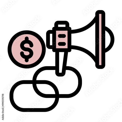 Referral Partnership Commission icon from the Digital Business icon collection (Outline Color Lineal Style)
