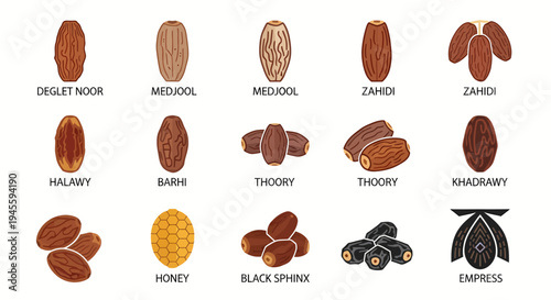 Dates Varieties Illustration