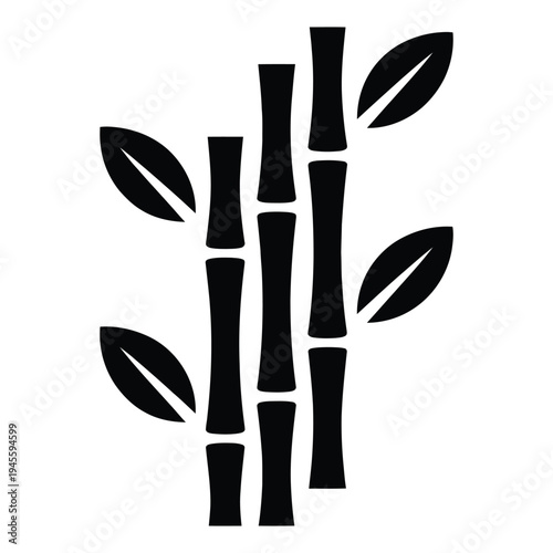 Three sturdy bamboo stalks with leaves for nature and ecological representations