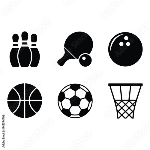 Various sports equipment for games and recreational activities